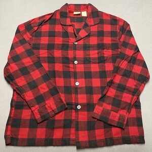 LL Bean Shirt Mens Large Red Black Buffalo Plaid Flannel Button‎ Up Pajama Top